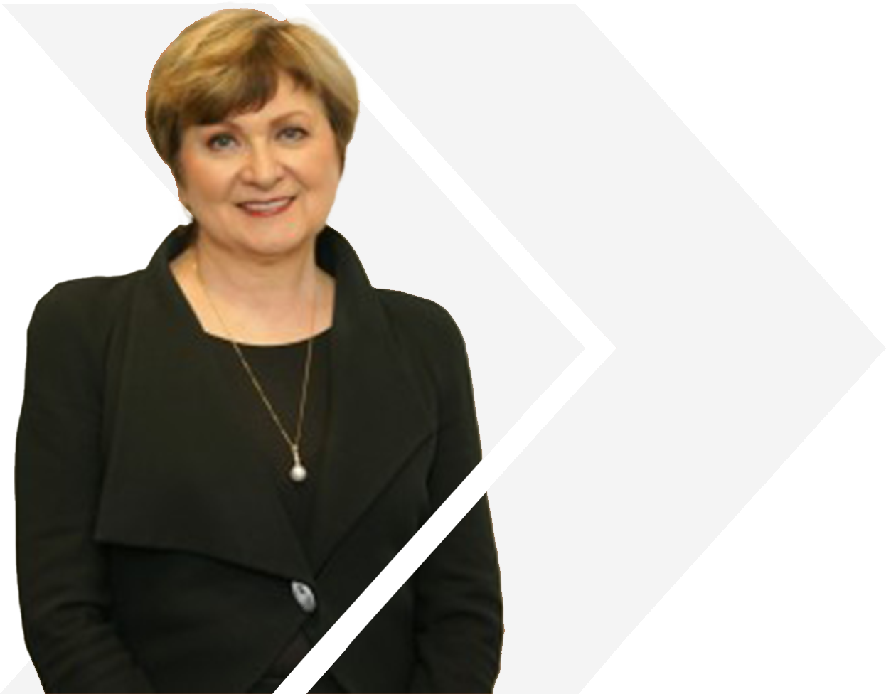 Image of Eleonor, EWK Private Wealth, to the left and light grey overlap graphic to the right.